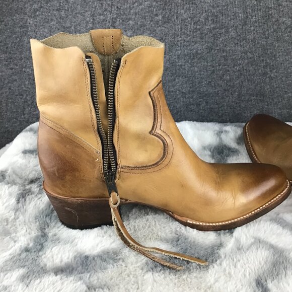 Rare Overland Handmade Carly Cowhide Leather Ankle Boots Yoke and Tassel Detail - Picture 5 of 11